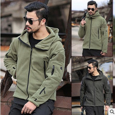 Men's Polar Fleece Outdoor Warm Hooded Jacket