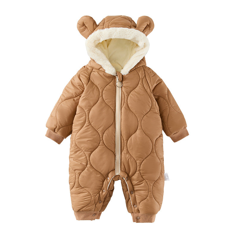 Baby Winter Fleece-Lined Hooded Jumpsuit