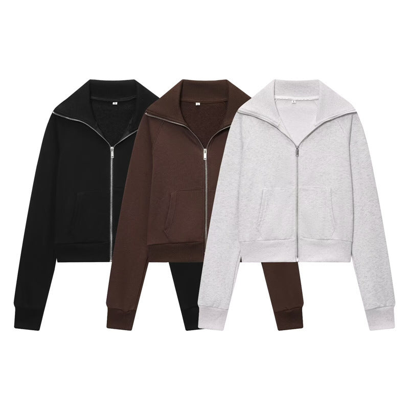 Fleece Jacket with High Waist Flare Pants Set