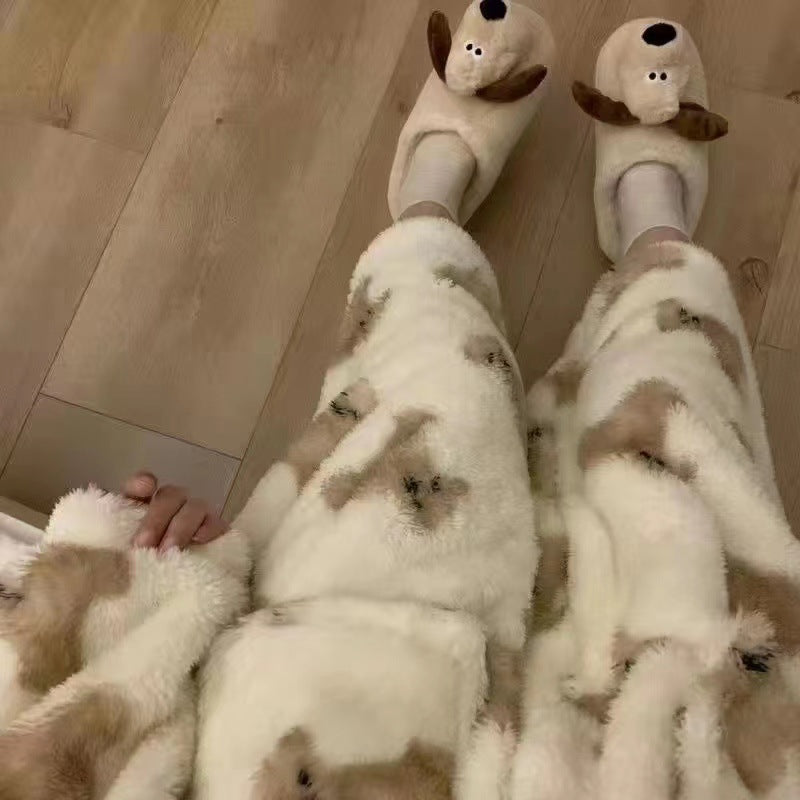 Hooded coral fleece pajamas