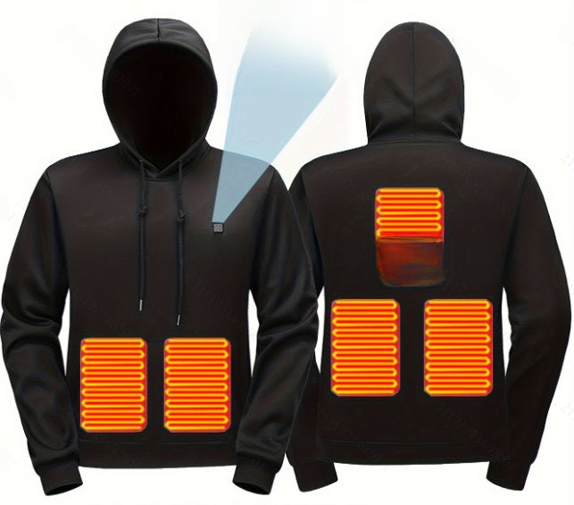 Men's USB Heated Hoodie Winter Warm Fleece Sweatshirt