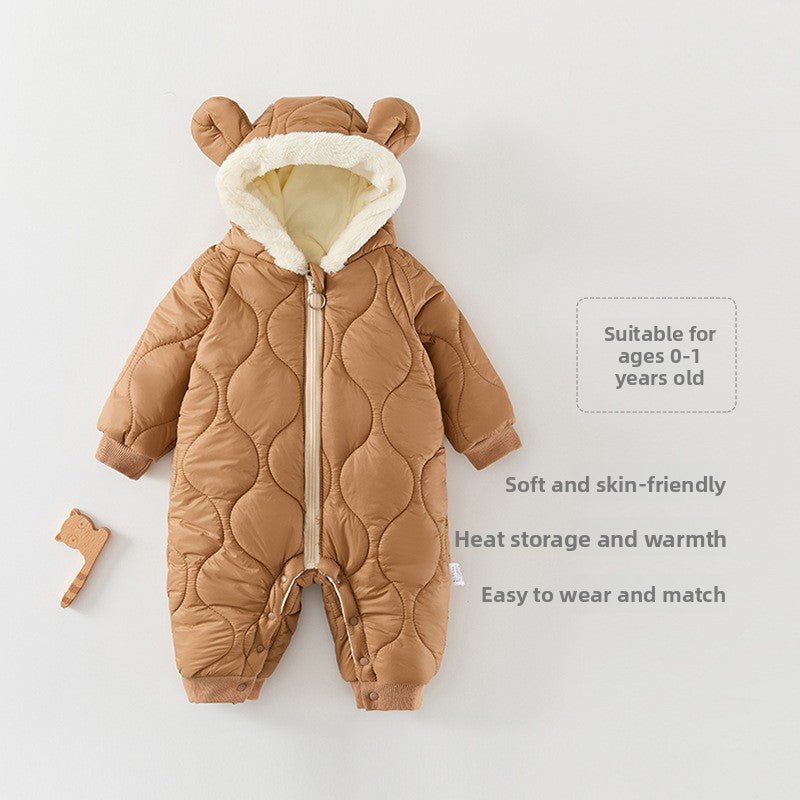 Baby Winter Fleece-Lined Hooded Jumpsuit