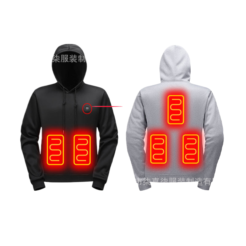 Men's USB Heated Hoodie Winter Warm Fleece Sweatshirt