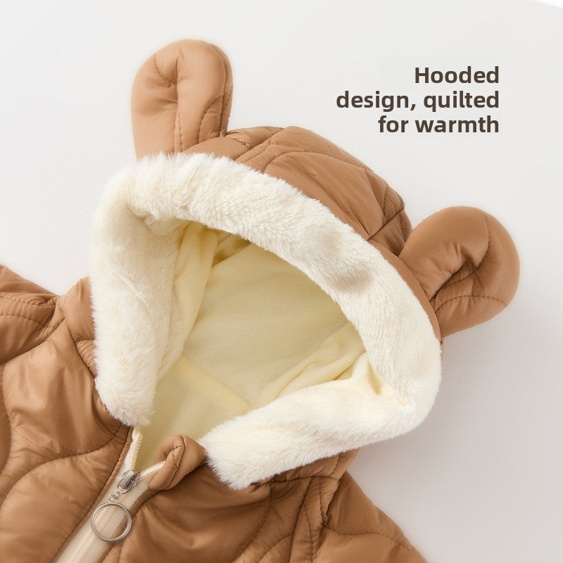 Baby Winter Fleece-Lined Hooded Jumpsuit
