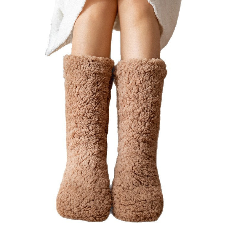 Fleece-Lined Anti-Slip Floor Socks for Home