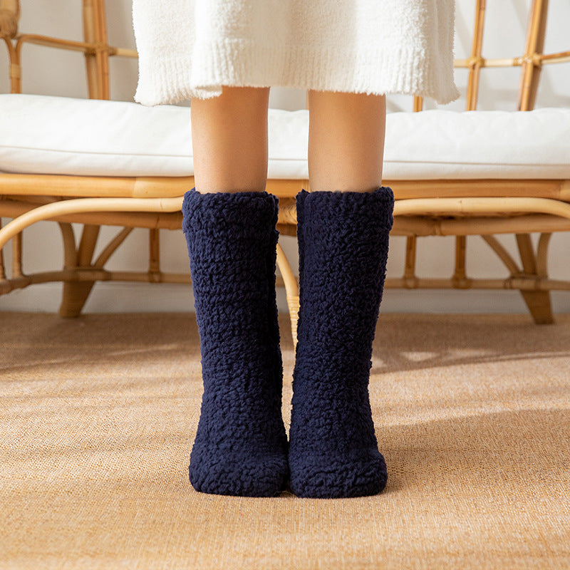 Fleece-Lined Anti-Slip Floor Socks for Home