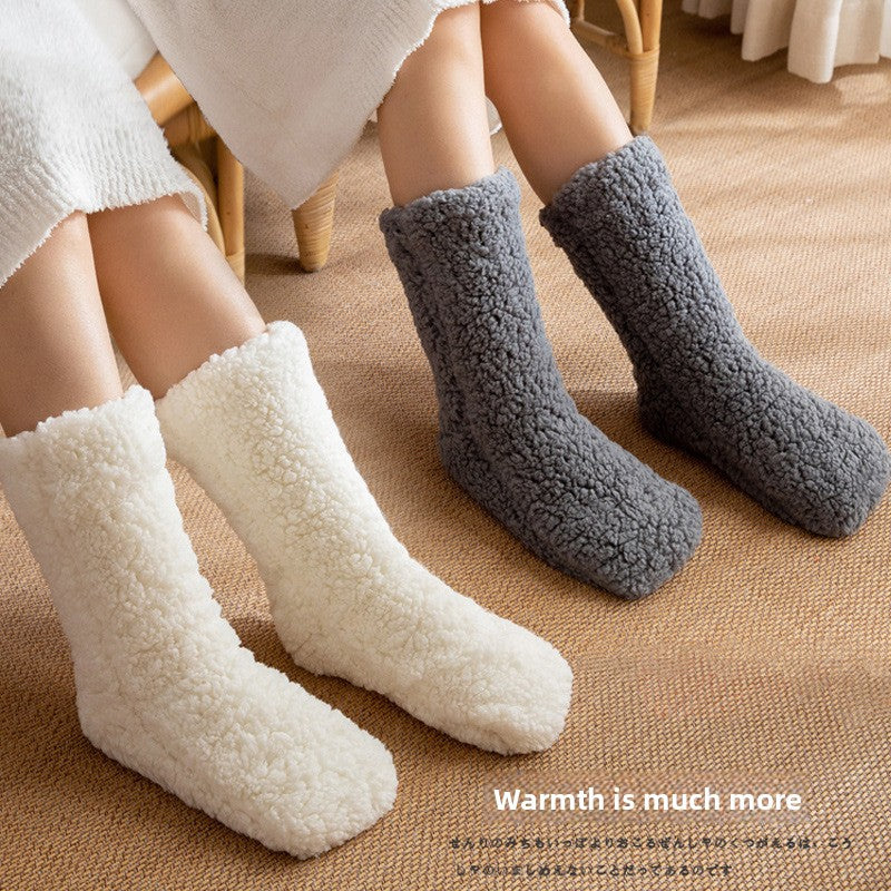 Fleece-Lined Anti-Slip Floor Socks for Home