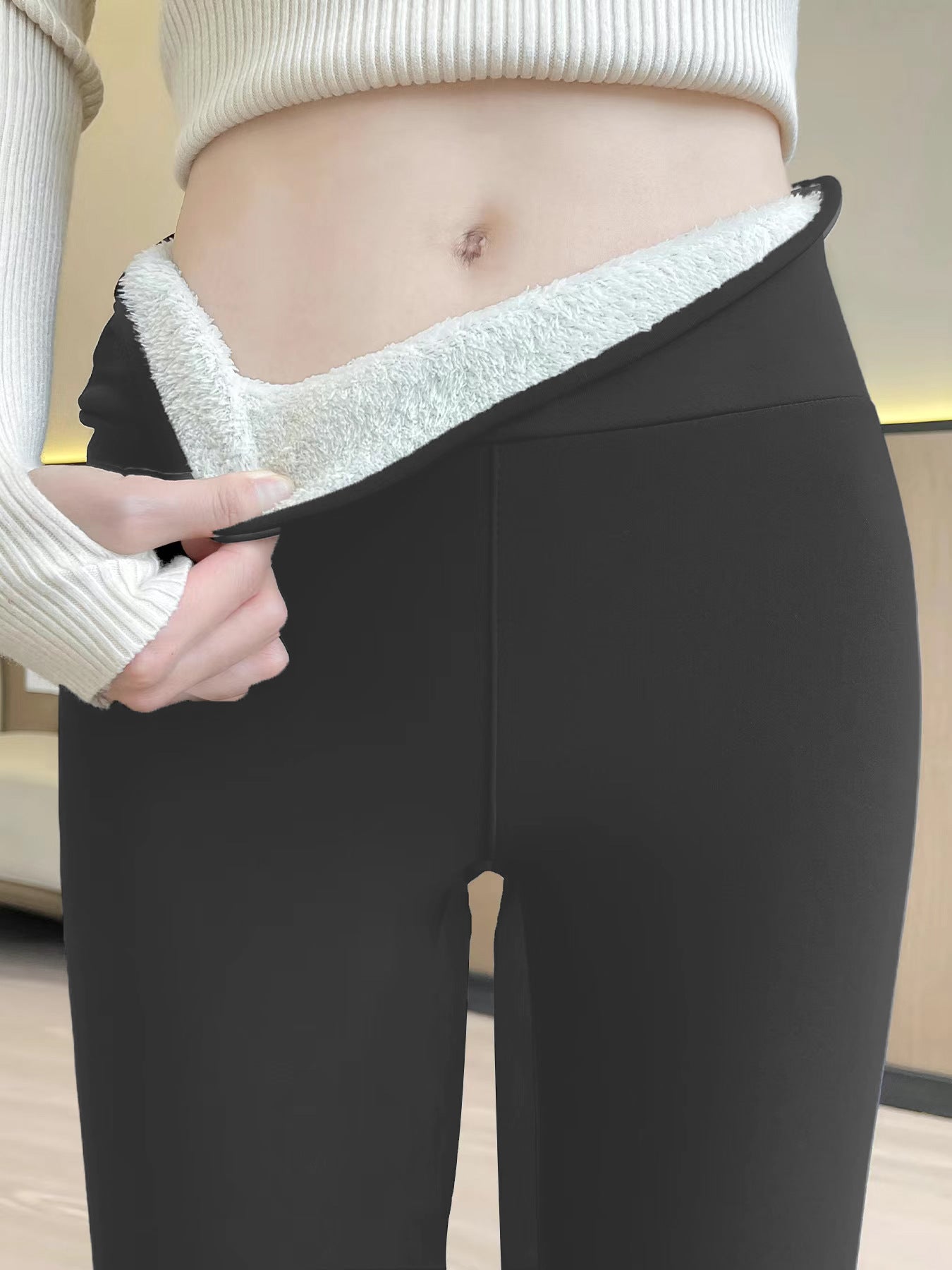 Fleece-Lined Elastic Warm Leggings