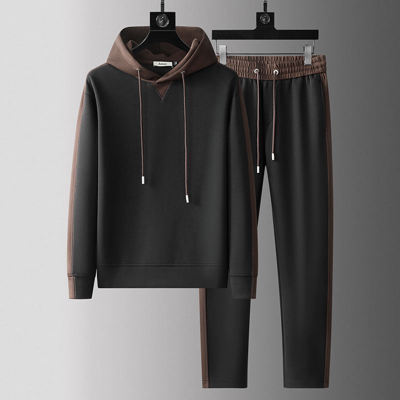 Men's Fleece-Lined Hooded Tracksuit Set
