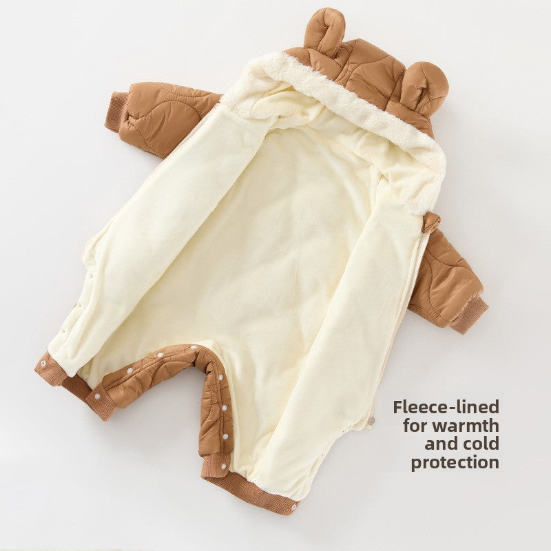 Baby Winter Fleece-Lined Hooded Jumpsuit