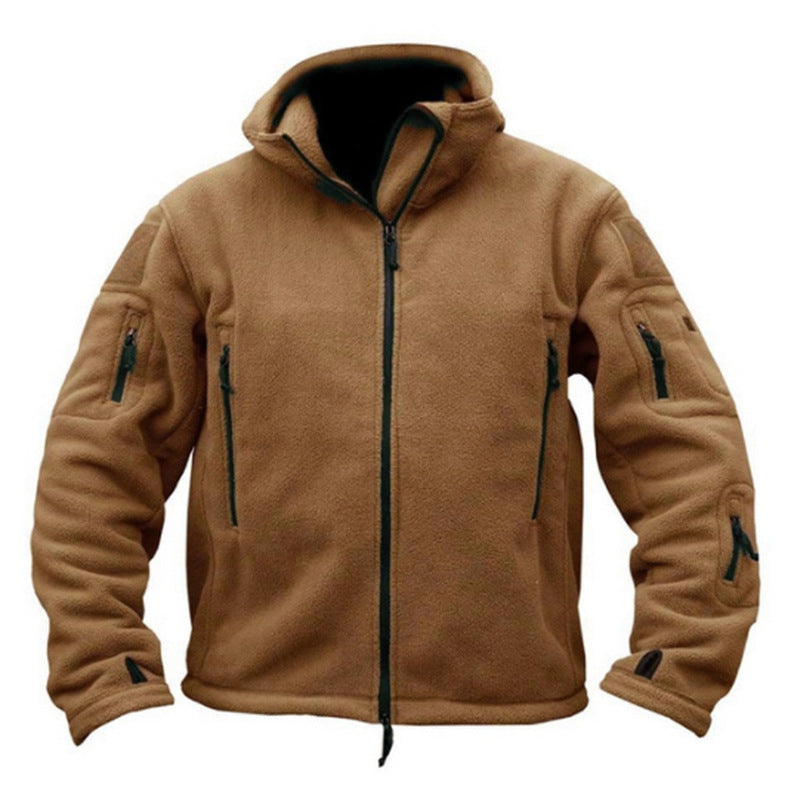 Men's Polar Fleece Outdoor Warm Hooded Jacket