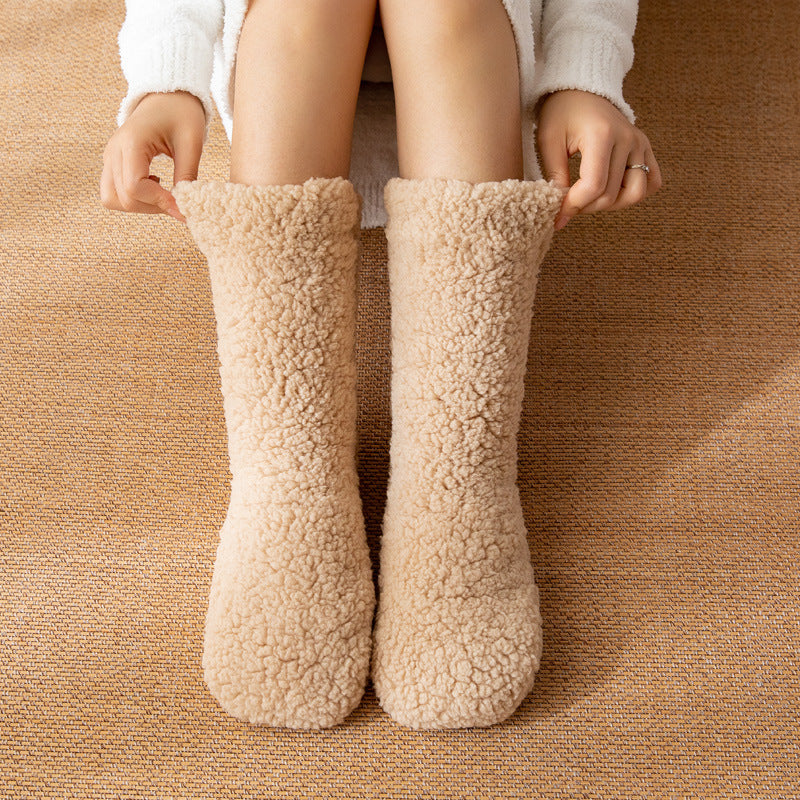 Fleece-Lined Anti-Slip Floor Socks for Home