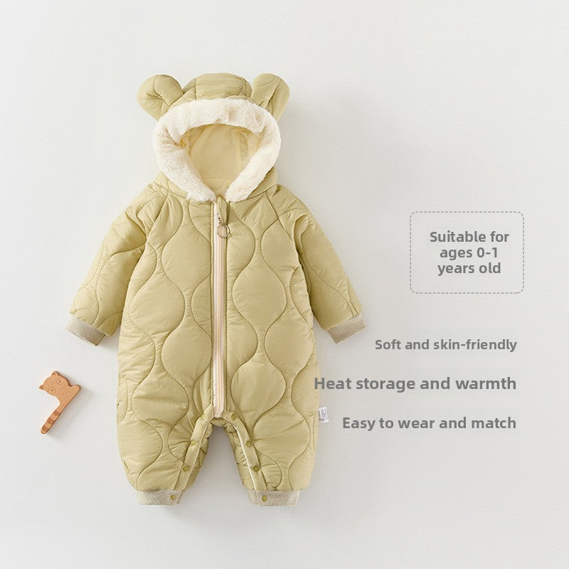 Baby Winter Fleece-Lined Hooded Jumpsuit