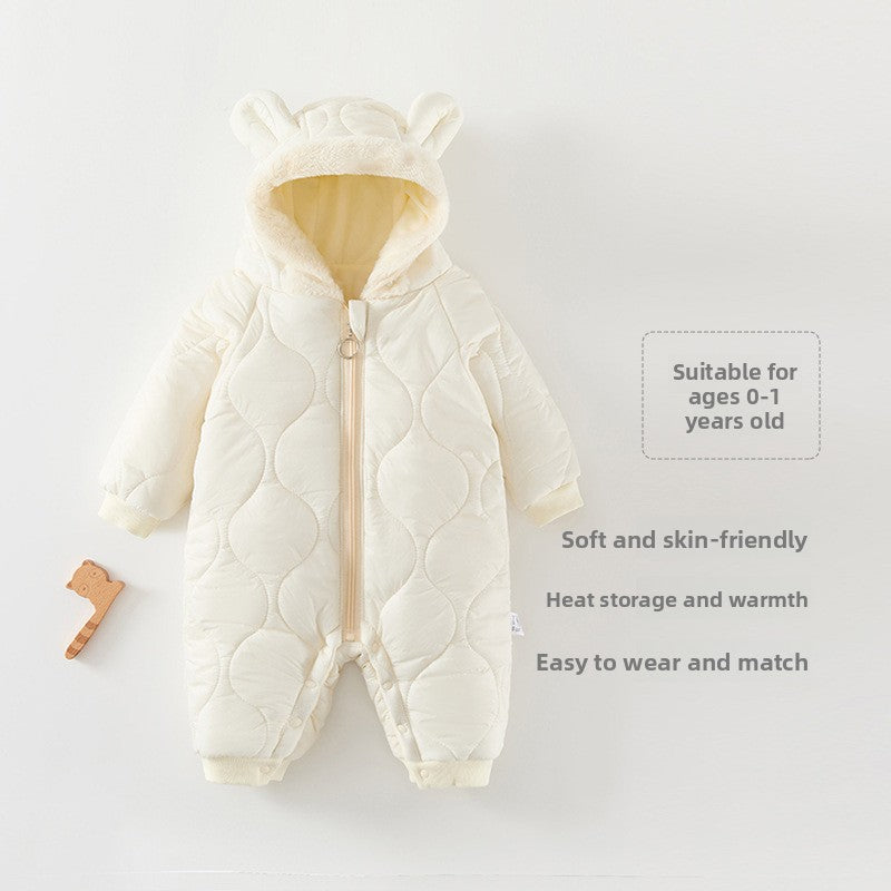Baby Winter Fleece-Lined Hooded Jumpsuit