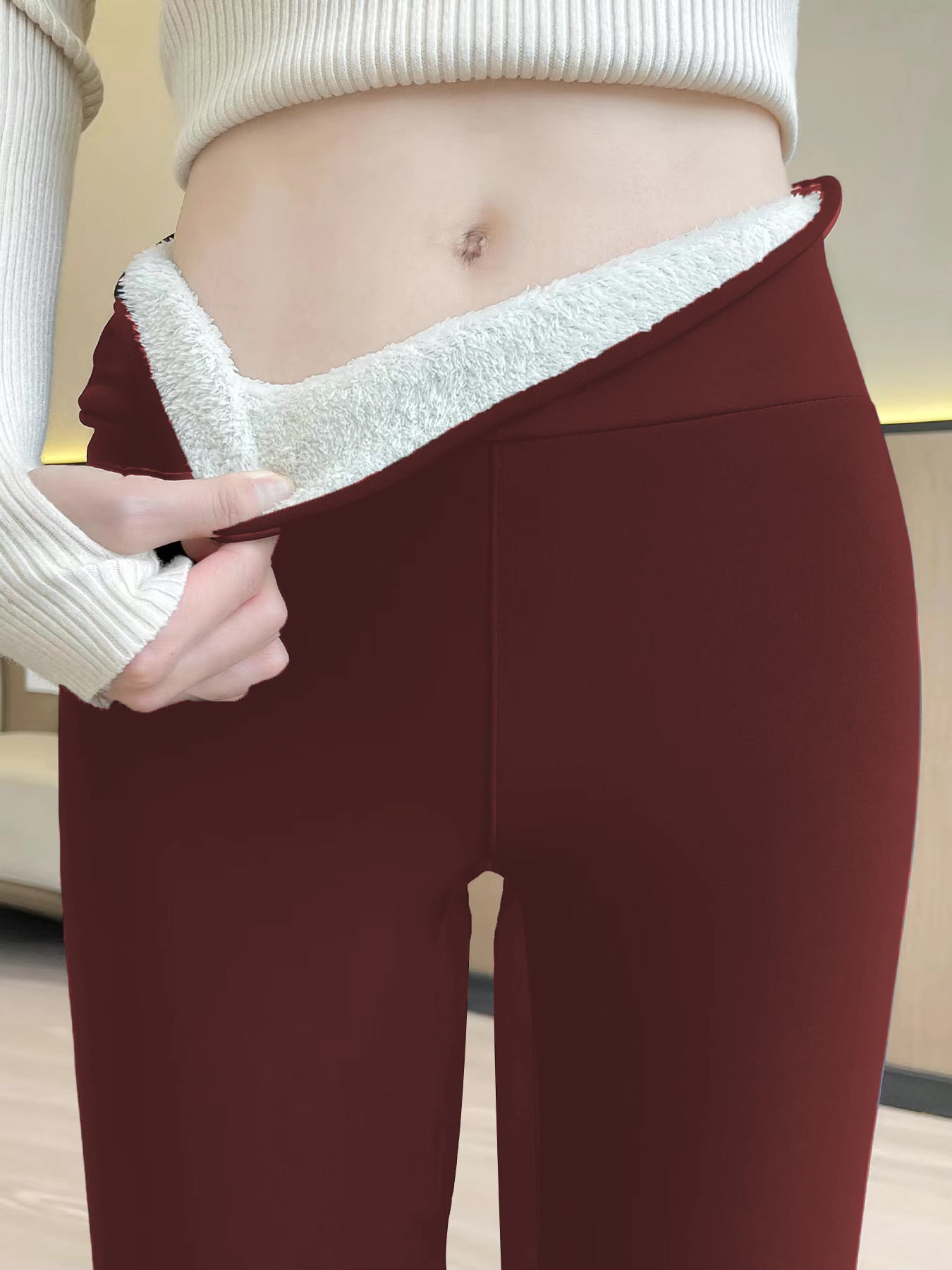 Fleece-Lined Elastic Warm Leggings