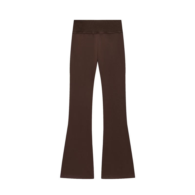 Fleece Jacket with High Waist Flare Pants Set