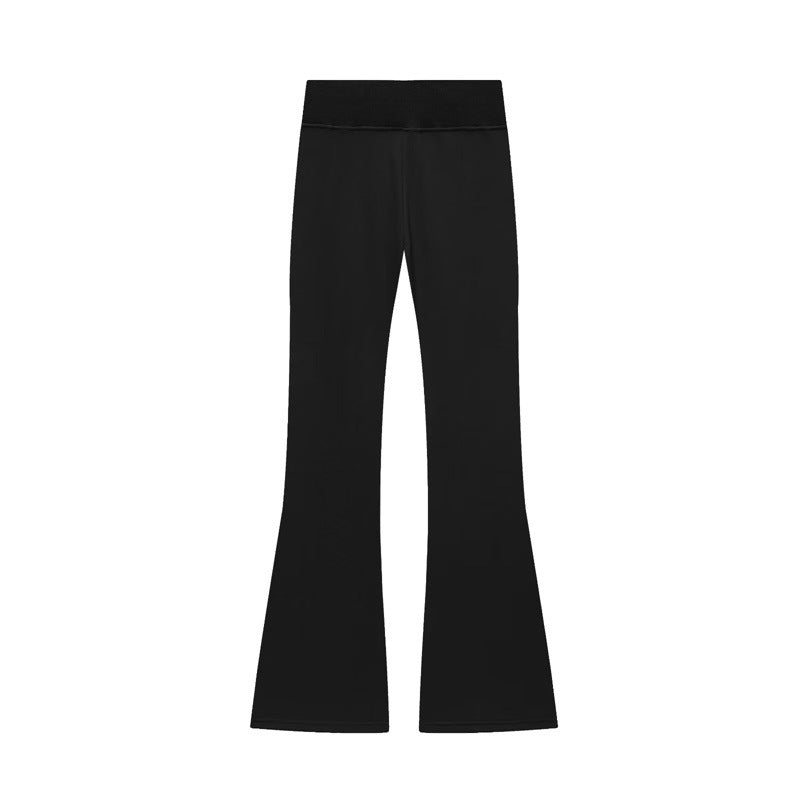 Fleece Jacket with High Waist Flare Pants Set